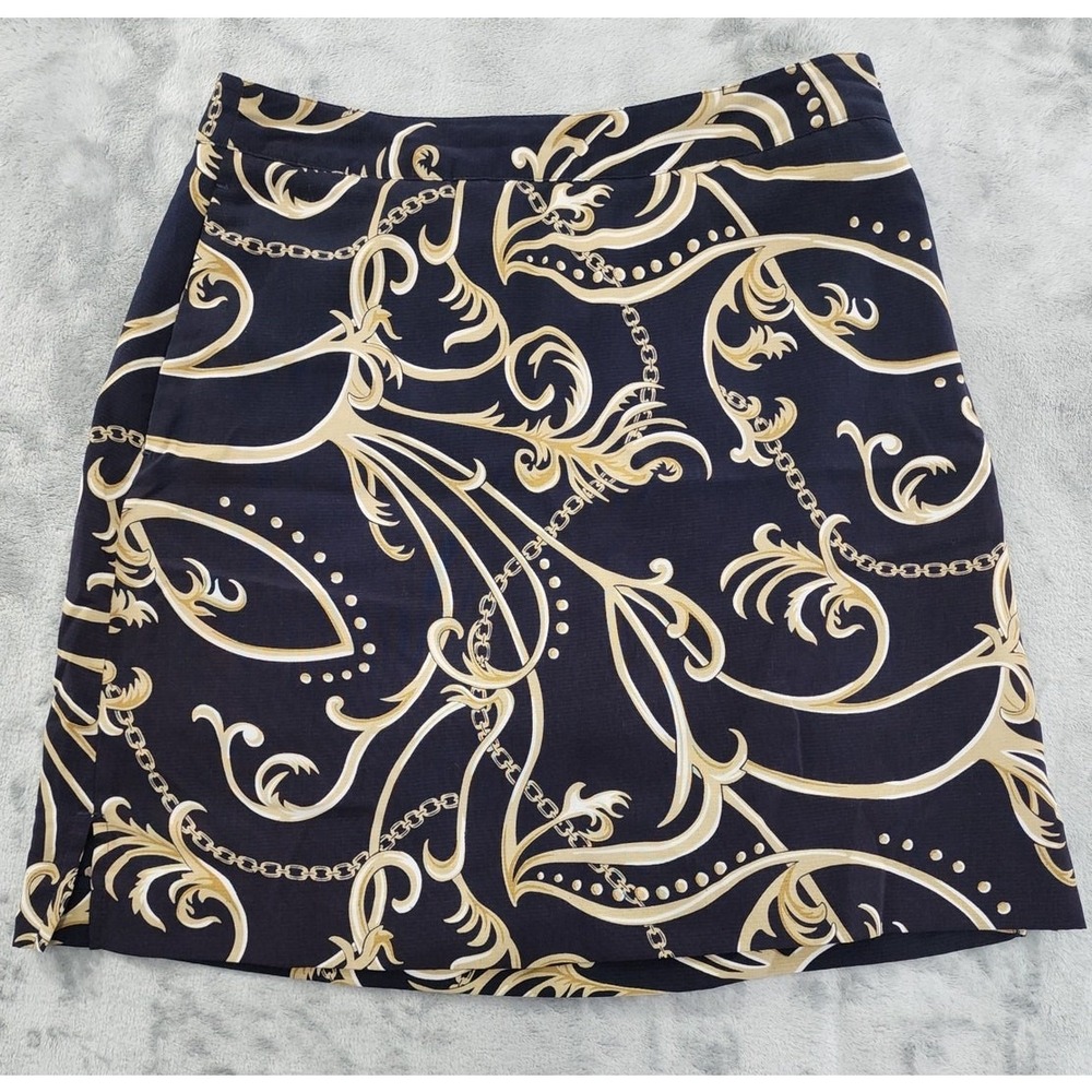 EP Pro Skort Womens 4 Black Gold Printed Chains Golf Side Zip Skirt Shorts Lined
